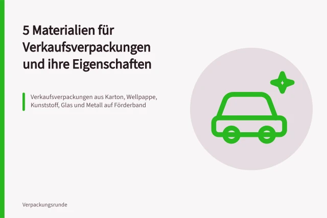 Verkaufsverpackungen aus Karton, Wellpappe, Kunststoff, Glas und Metall auf Förderband. 5 Materialien für Verkaufsverpackungen und ihre Eigenschaften