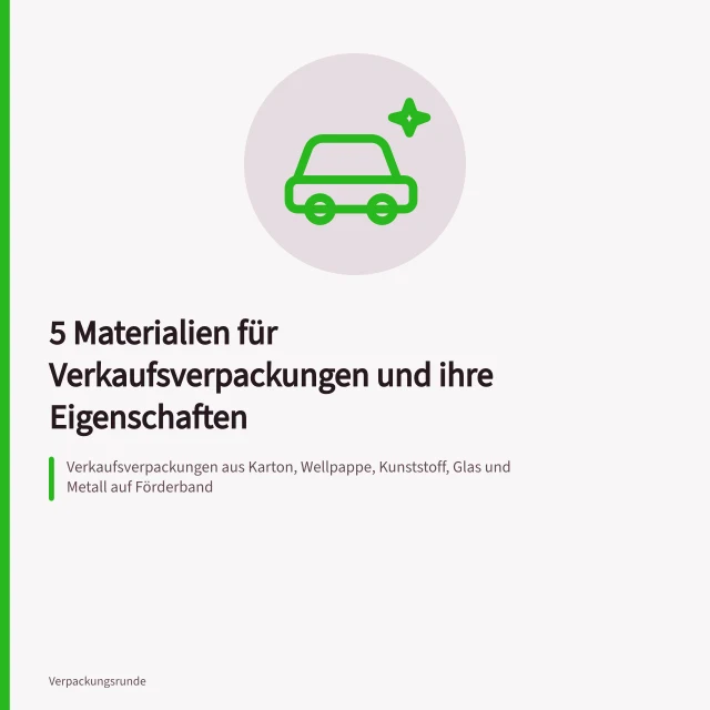 Verkaufsverpackungen aus Karton, Wellpappe, Kunststoff, Glas und Metall auf Förderband. 5 Materialien für Verkaufsverpackungen und ihre Eigenschaften