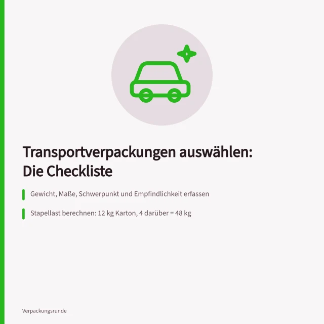 Checkliste für die Auswahl von Transportverpackungen. Checkliste für die Auswahl von Transportverpackungen
