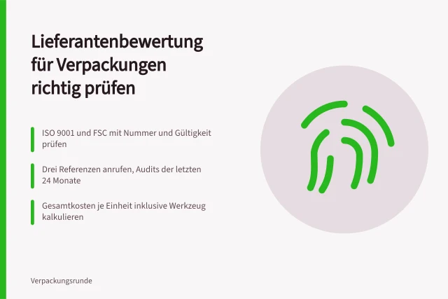 Checkliste zur Lieferantenbewertung von Verpackungen mit Zertifikaten und Audits. Checkliste für die Lieferantenbewertung von Verpackungen